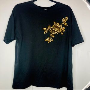 Zara | Black Gold Beaded Embellished T Shirt